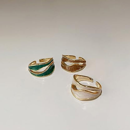 Colorful Adjustable Enamel Ring For Women Gold Plated Irregular Elegant Oil Drip Friendship Finger Ring Set Jewelry For Women