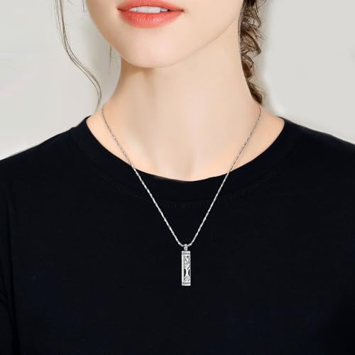 Imrsanl Tree of Life Urn Necklace for Men Women Bar Cremation Jewelry for Ashes Keepsake Ashes Necklace Pendent - color: Silver