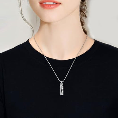 Imrsanl Tree of Life Urn Necklace for Men Women Bar Cremation Jewelry for Ashes Keepsake Ashes Necklace Pendent - color: Silver-Always in my heart
