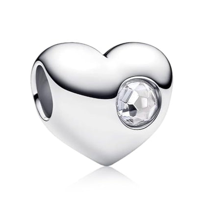 Birthstone Charm, Heart Charm Bead with CZ, for Anniversary Birthday Mothers Valentines Day Christmas Graduation, for Yourself Family Mom Friend Girlfriend Sister Grandma - style: Apr.