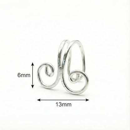925 Sterling Silver Ear Cuff, Handmade Single Band Adjustable Non Piercing Clip On Cartilage Earring, Minimalist Ear Wrap Faux Piercing Jewelry for Women - style: Swirl Band