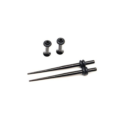 36 Pieces Ear Gauges Stretching Kit Taper Stainless Steel Single Flare Tunnel Plugs Eyelet 14G-00G and 36 pcs O-Ring Extra Set - style: Black 36 pieces
