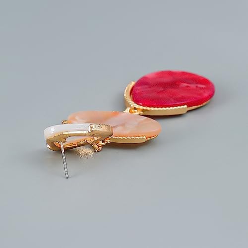 Acrylic Geometric Earrings Multilayer Resin Earrings Long Drop Dangle Earrings Acetate Tassel Earrings Long Pink Cute Jewelry Design for Women - color: Red
