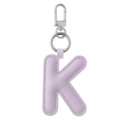 Initial Letter Keychain,Stainless Steel,Colorful Faux Leather Keyring for Backpack,Purse,Car Keys,Gift for Men Women - color: K