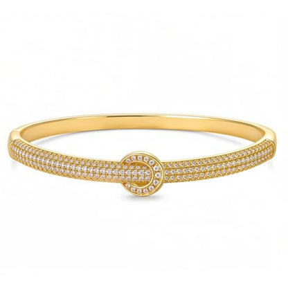 hotoo Gold Plated Bangle Bracelet for Women - style: Gold Clasp with Diamond Accent