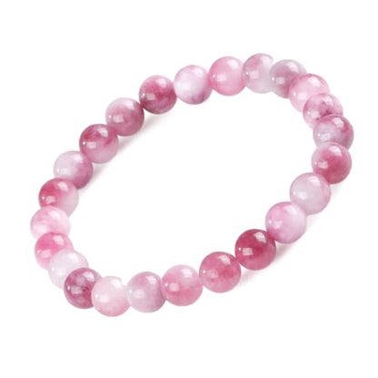 8mm Beaded Bracelets for Women, Natural Crystal Gemstone Energy Bracelets - color: Plum Tourmaline