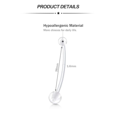 D.Bella 14G Pregnancy Belly Button Rings with Replacement Balls Flexible Bioplast Sport Maternity Belly Ring Retainer for Women Navel Piercing Retainer 1 1/2Inch (38mm) - color: Style F