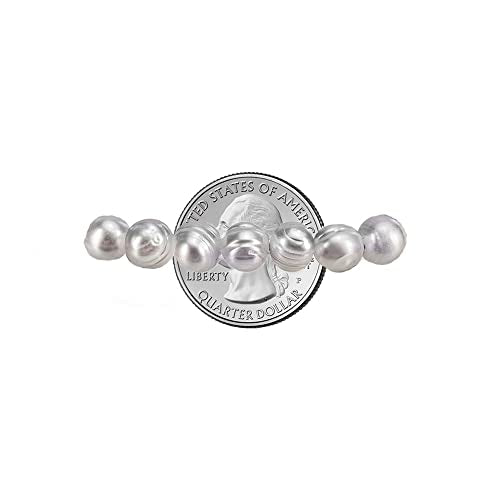 Savlano 8-9MM Cultured Freshwater Baroque Pearl Stretch Bracelet 7 Inches. Available In a Range of Beautiful Colors, For Women Comes with Gift Box - color: Grey