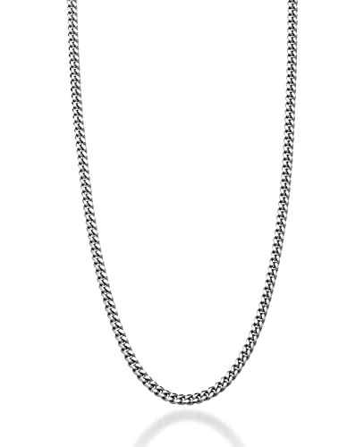 Miabella Italian Thick 925 Sterling Silver Cuban Link Chain Men Necklace | 3.2mm, 5mm, 7mm, Heavy, Solid Curb, Fine Jewerly, Made in Italy - size: Length 24 Inches, style: 3.2mm