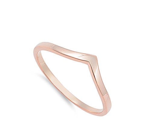 CHOOSE YOUR COLOR Sterling Silver Chevron Thumb Ring - color: Rose Gold-Tone