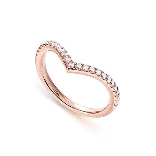 PAVOI 14K Gold Plated Sparkling Cubic Zirconia Wishbone 'V' Ring for Women - color: Rose Gold