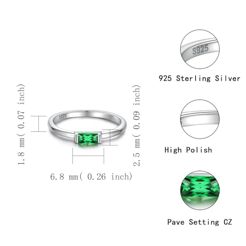Sariel Birthstone Rings Jewelry 925 Sterling Silver Colorful Stackable Promise Ring for Women Wife Girlfriend Mom - color: May