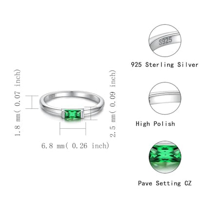 Sariel Birthstone Rings Jewelry 925 Sterling Silver Colorful Stackable Promise Ring for Women Wife Girlfriend Mom - color: May