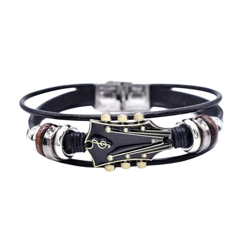 Leather Strap Elegant Wrist Jewelry Multilayer Wristband Everyday Wear Suitable for Various Occasion Multilayer Wrap - color: Black