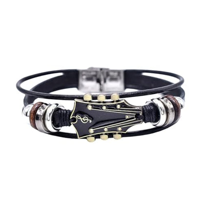 Leather Strap Elegant Wrist Jewelry Multilayer Wristband Everyday Wear Suitable for Various Occasion Multilayer Wrap - color: Black