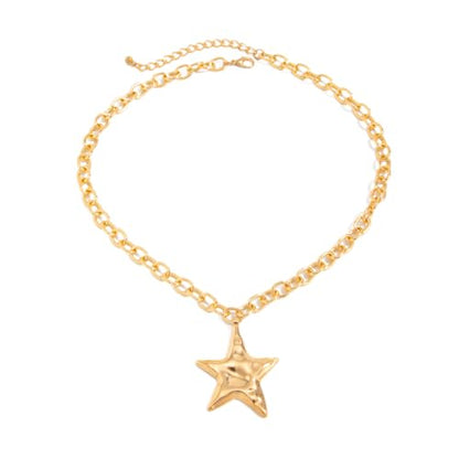 Big Star Necklace Chunky Necklace for Women Boho Thick Chain Statement Necklace Trendy Large Star Pendant Necklace Bold Vintage Chunky Jewelry - style: Style G