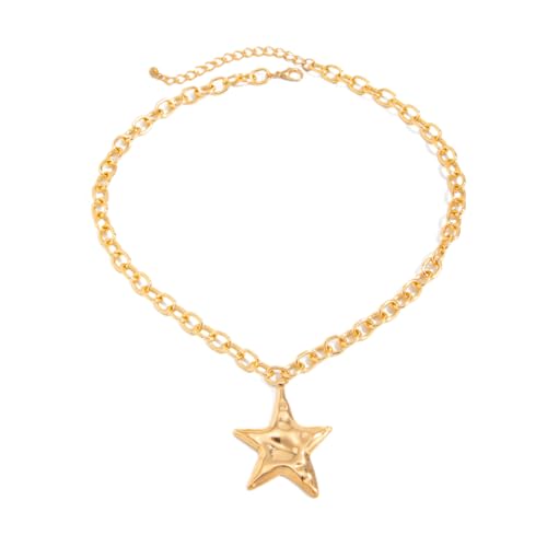Big Star Necklace Chunky Necklace for Women Boho Thick Chain Statement Necklace Trendy Large Star Pendant Necklace Bold Vintage Chunky Jewelry - style: Style G