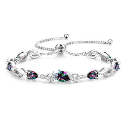 FANCIME Birthstone Teardrop Tennis Bracelet for Women, Sterling Silver 9x7mm main Gemstone Bolo Adjustable Chain Bracelet Fine Jewelry Birthday Gifts for Women Mom Wife Her - color: 06-Alexandrite