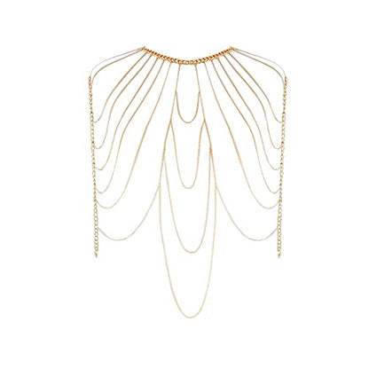 Women's Sexy Suit Body Chain - color: Multilayer Shoulder Body Chain-Gold Color-5