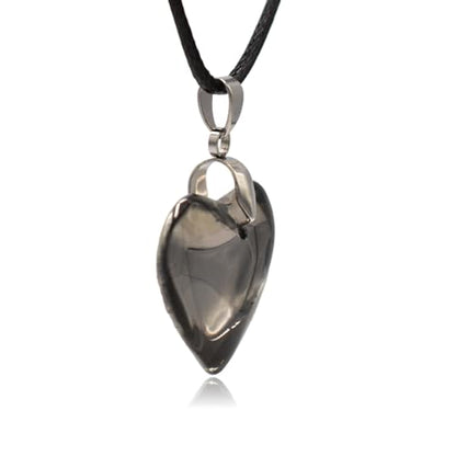 Large Red Semi-Transparent Solid Glass Heart Pendant Necklace - style: Small Black