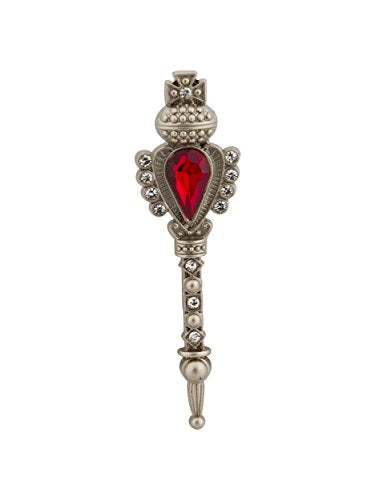 Knighthood Men's Silver Key With Red Stone And Stone Detailing Lapel Pin/Brooch Silver