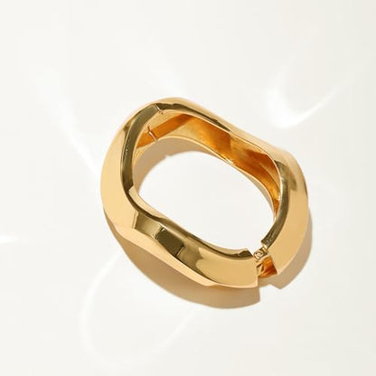 YMBYCM Gold Chunky Bangle Bracelets for Women | Trendy Wide Chunky Cuff Bracelets Wrap Bracelet Fashion Jewelry Accessories - color: H-Gold