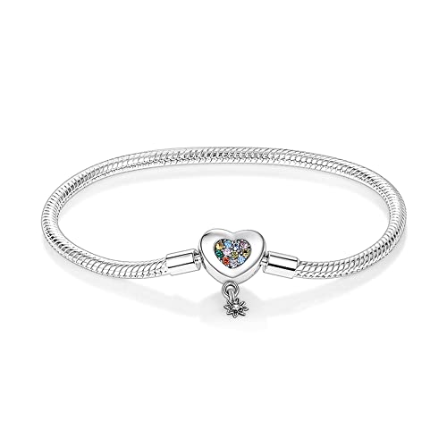 KUNSIR 925 Sterling Silver Palm Clasp Snake Chain Bracelet Basic Charm Bracelets Fit Any PDL Charm, with for Teen Women - style: KJB007