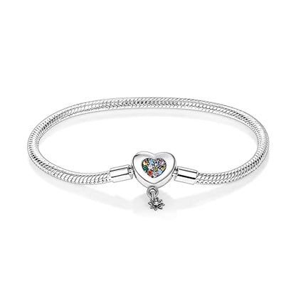 KUNSIR 925 Sterling Silver Palm Clasp Snake Chain Bracelet Basic Charm Bracelets Fit Any PDL Charm, with for Teen Women - style: KJB007