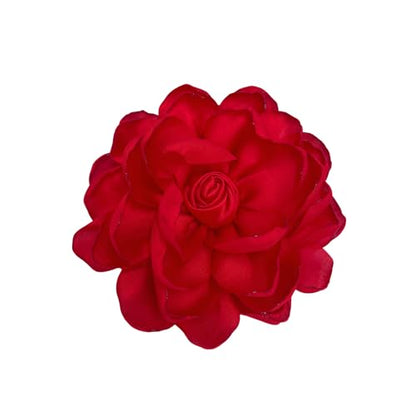 Dainty Fabric Rose Flower Large Brooch Lapel Pins Flower Brooches Pin Classic for Wedding Party Dance Banquet for Women Dress Suit Clothes Accessories Jewelry 100mm - color: Red
