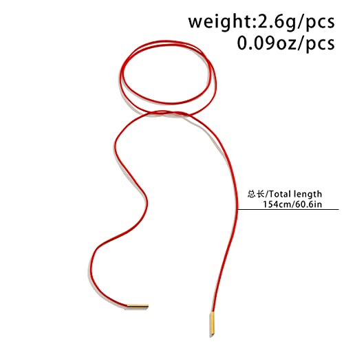 Sexy Bow-knot Choker Necklace for Women, Velvet Tie Neck Gothic Long Wrap Rope Collar Tie Red Chocker Ribbon Suede necklace Accessories for Party Prom - color: red