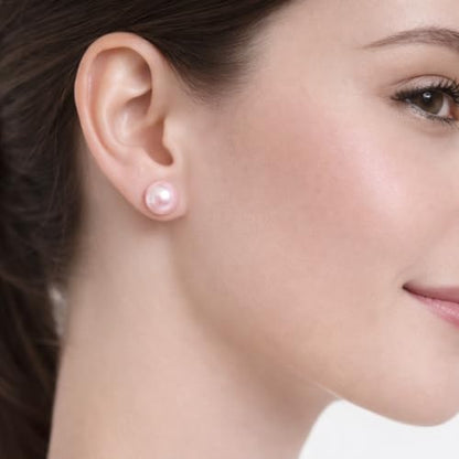 Pearl Stud Earrings Multicolor Shell Beads Pearl Hypoallergenic Stud Earrings Ocean Shell Pearl Jewelry - color: Pink