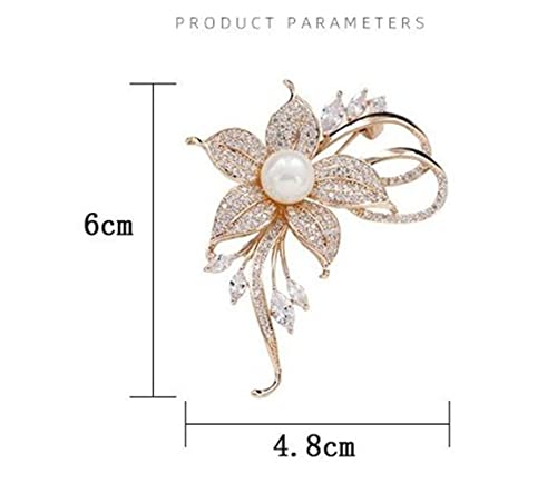 Rhinestone Pearl Flower Brooch - Femininity Art Pin Sweater Accessories for Women, Girls, Ladies (1 Count)