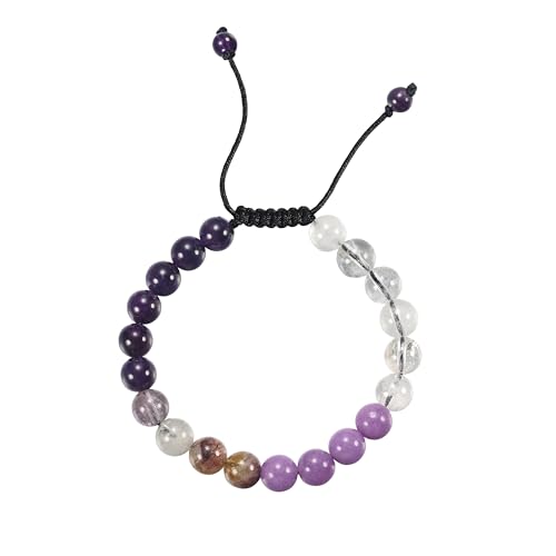 Natural Stone Beaded Bracelets for Women, 7 Chakra Healing Crystal Bracelet, 6mm/8mm Handmade Gemstone Stretch/Adjustable Bangle, Anxiety Relief Yoga Meditation Jewelry, Boho Amethyst Malachite Turquoise Bracelet Gift - color: Style 3