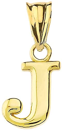 10K Yellow Gold Fine Mini Dangling Initial A-Z Charm 1/2" Pendant - Choice of Initial Letter - style: Letter J Initial Charm