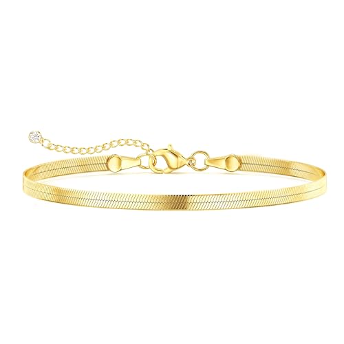 DEARMAY Gold Anklets for Women Waterproof | Non Tarnish14K Gold Plated Ankle Bracelets Set Stack, Summer Beach Jewelry Gifts for Vacation - color: Gold Anklet-P