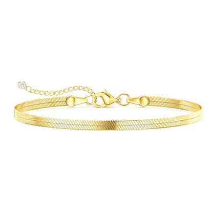 DEARMAY Gold Anklets for Women Waterproof | Non Tarnish14K Gold Plated Ankle Bracelets Set Stack, Summer Beach Jewelry Gifts for Vacation - color: Gold Anklet-P