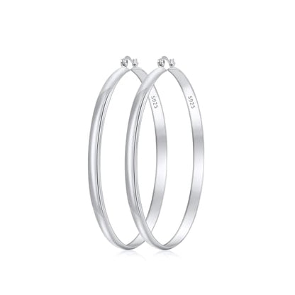 Apsvo Hoop Earrings for Women, 5mm Wide 14K Gold Plated/Silver Hoop Earring Hypoallergenic 925 Sterling Silver Earrings Lightweight Large Earrings for Women - color: Silver&60mm