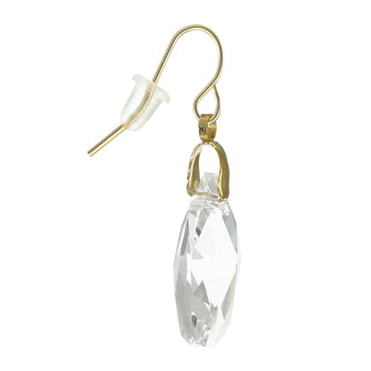 Sparkling Austrian Clear Crystal 22mm Teardrop Pear Dangle Earrings, Pierced or Clip On, Hypoallergenic Gold or Silver, Gift for Her - style: 18K gold wires