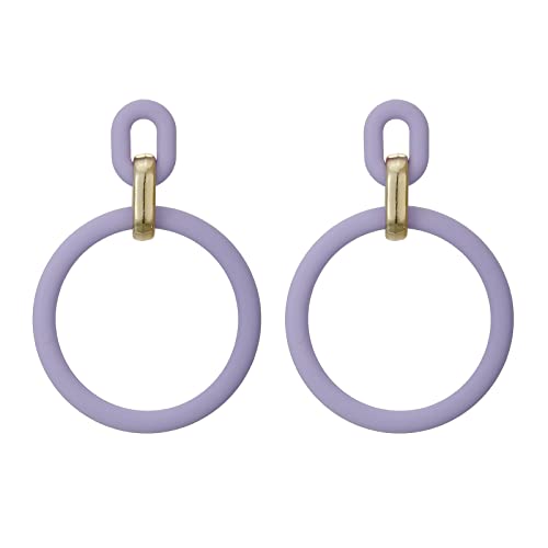 RUOFFETA Acrylic Rectangle Earrings, Fashion Acrylic Square/Oval/Hoop Statement Drop Earrings for Women - color: Lavender Hoop