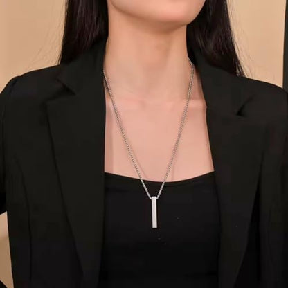 Minimalist Bar Pendant Necklace for Women & Men - Stainless Steel 24" Chain, Gold, Silver, Black, Simple Everyday Jewelry Gift