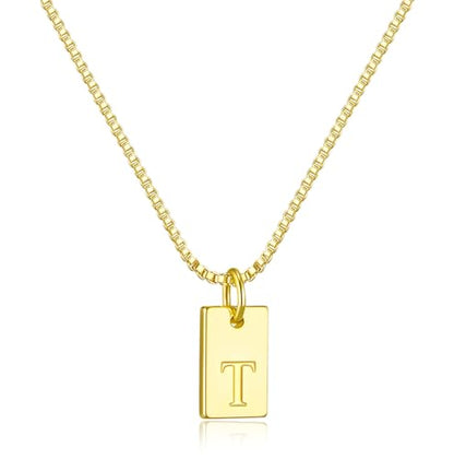 Initial Necklaces for Women 14K Gold Plated Letter Necklace Dainty Waterproof Pendant Necklace Personalized Gifts Trendy Gold Jewelry - color: T