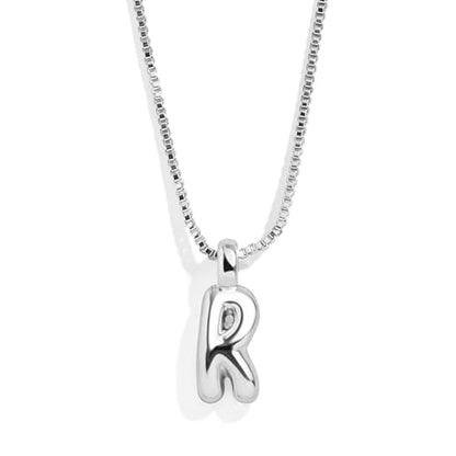 BaubleBar Gold-Plated Initial Necklace - Bubble or Signature Letter Pendant, 17-Inch Chain Necklace with Lobster Clasp, Fashion Jewelry, Perfect Personalized Gift for Women - color: R