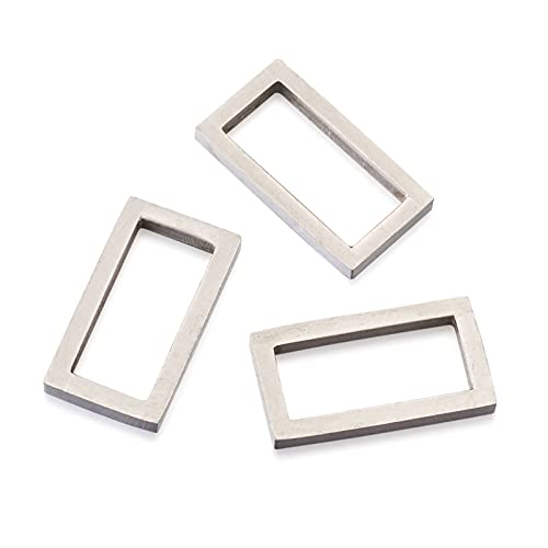 30Pcs Rectangle Linking Charms Hollow Frame Charms Stainless Steel Linking Rings Hollow Metal Pendant Frames Connectors for Earrings Bracelet Necklace Jewelry Making - color: Antique Silver
