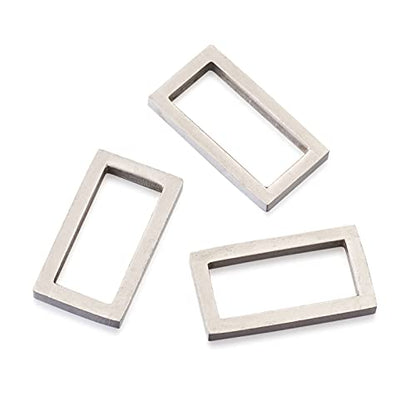 30Pcs Rectangle Linking Charms Hollow Frame Charms Stainless Steel Linking Rings Hollow Metal Pendant Frames Connectors for Earrings Bracelet Necklace Jewelry Making - color: Antique Silver