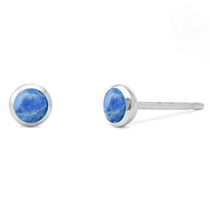 Boma Jewelry Sterling Silver Mini Circle Stud Earrings - color: Synthetic Lapis