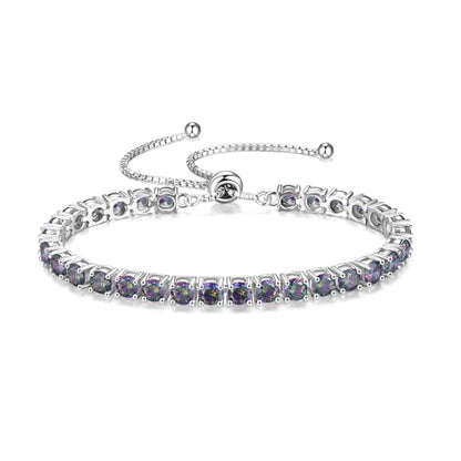 FANCIME Birthstone Bracelet Jewelry for Women Sterling Silver Tennis Bracelet Classic Bolo Adjustable Chain Fine Jewelry Anniversary Birthday Gifts for Women Mom Wife Her - color: 06-Alexandrite