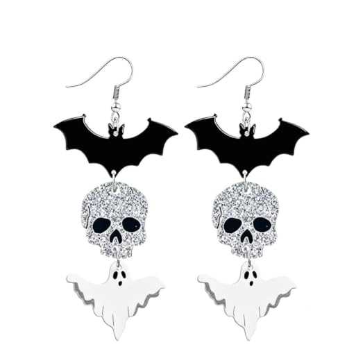 4th of July Earrings,Patriotic Dangle Stud for Women, Fourth of July Jewelry for Veterans Day - color: BATSKULL