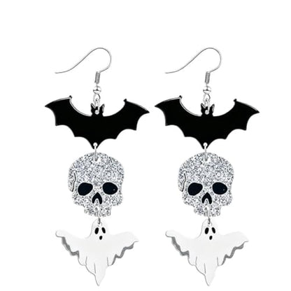 4th of July Earrings,Patriotic Dangle Stud for Women, Fourth of July Jewelry for Veterans Day - color: BATSKULL