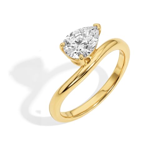 14K Gold-Plated Wedding Bands for Women Dainty Stackable Cubic Zirconia Promise & Engagement Rings Trendy Statement Jewelry for Her Sizes 5-11 - color: Teardrop Twist Ring