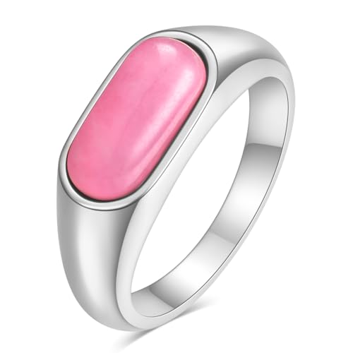 MYNENEY Signet Mens Pinky Rings Statement Wedding for Women - color: Pink stone
